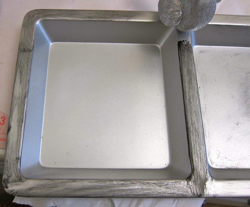 distress with black paint make plastic look like pewter