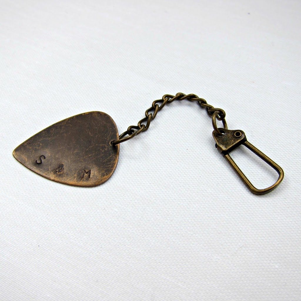 DIY Gift Idea Stamped Metal Guitar Pick Morena's Corner