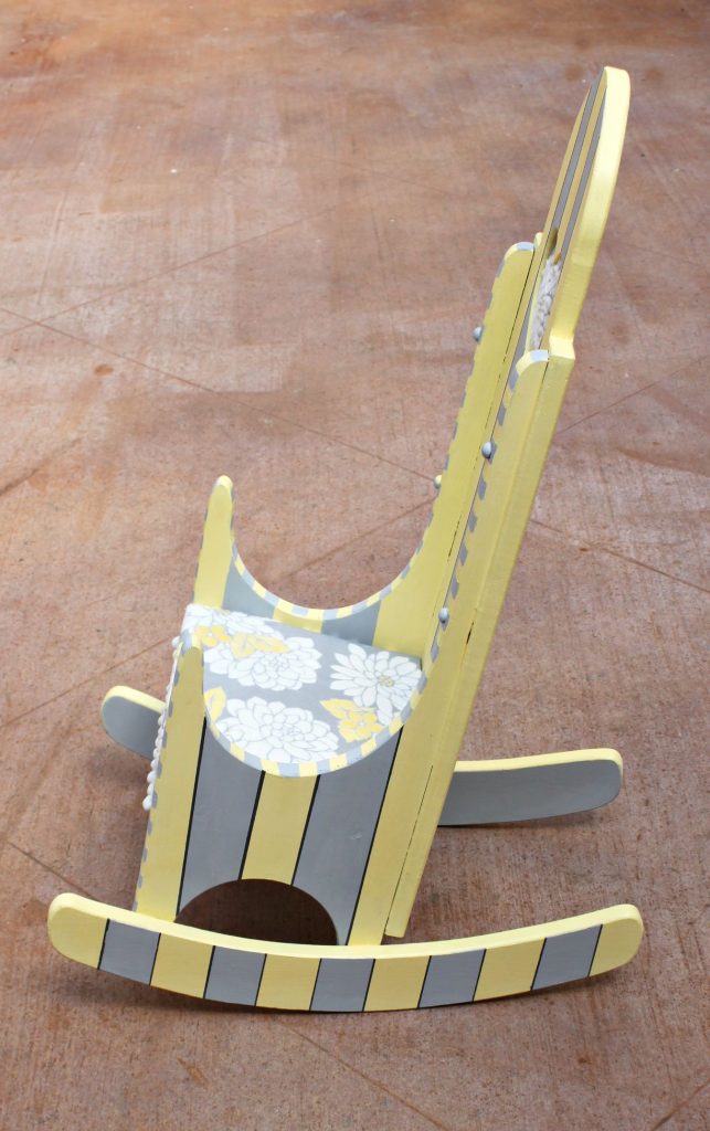 Give a thrifted rocking chair new life when you update it with Chalky Finish Paint and fabric!