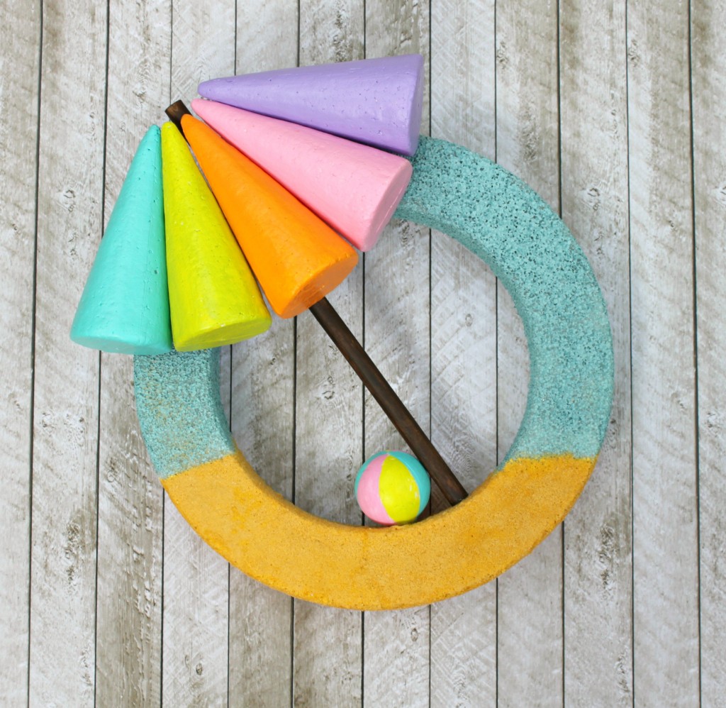 Make a beach themed wreath that is colorful and easy to make.