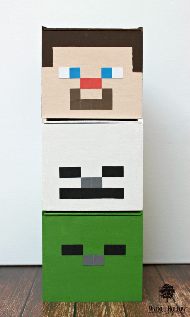 Minecraft Storage Boxes DIY: Steve, Skeleton, and Zombie