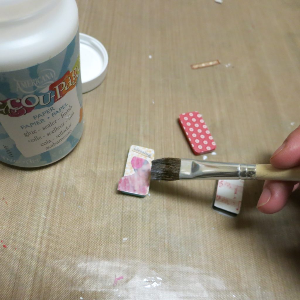 decoupage on a domino pendant