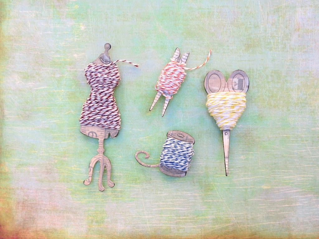 Make your own fun shaped baker's twine holder with die cuts and chipboard!