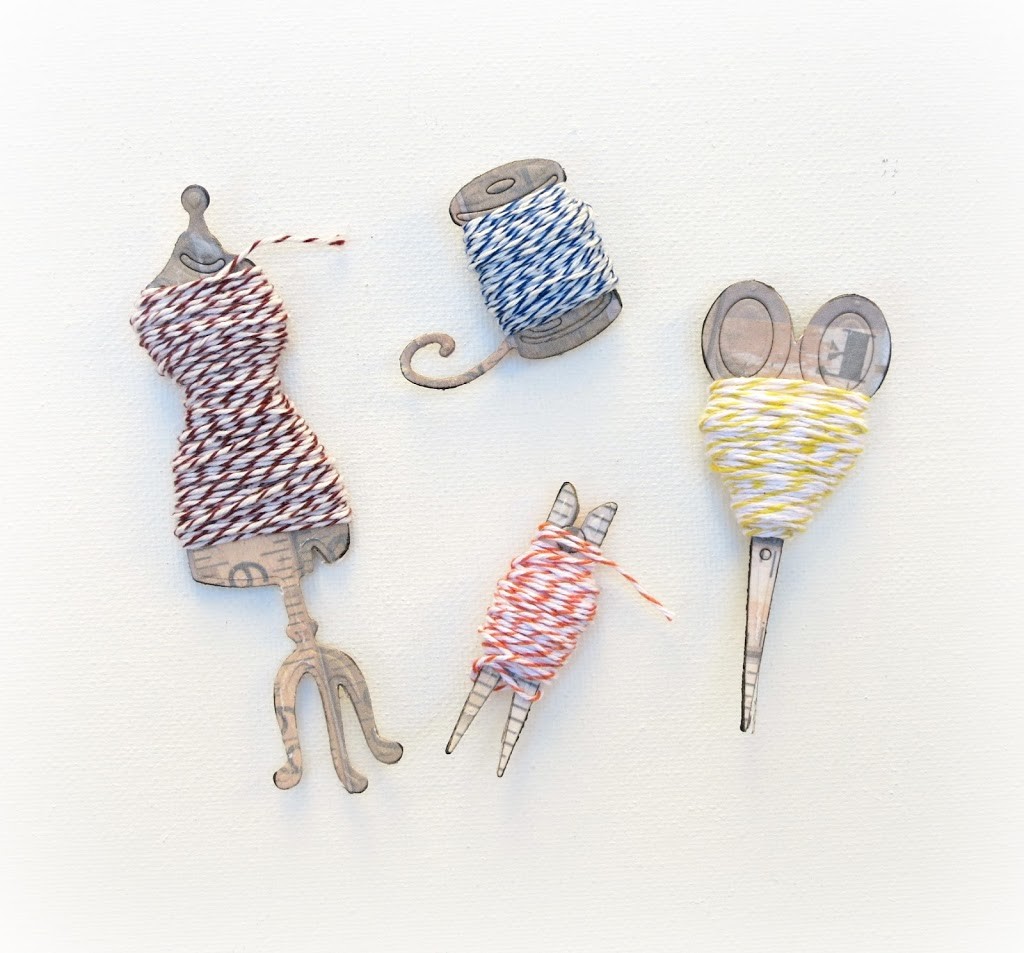 Make your own fun shaped baker's twine holder with die cuts and chipboard!