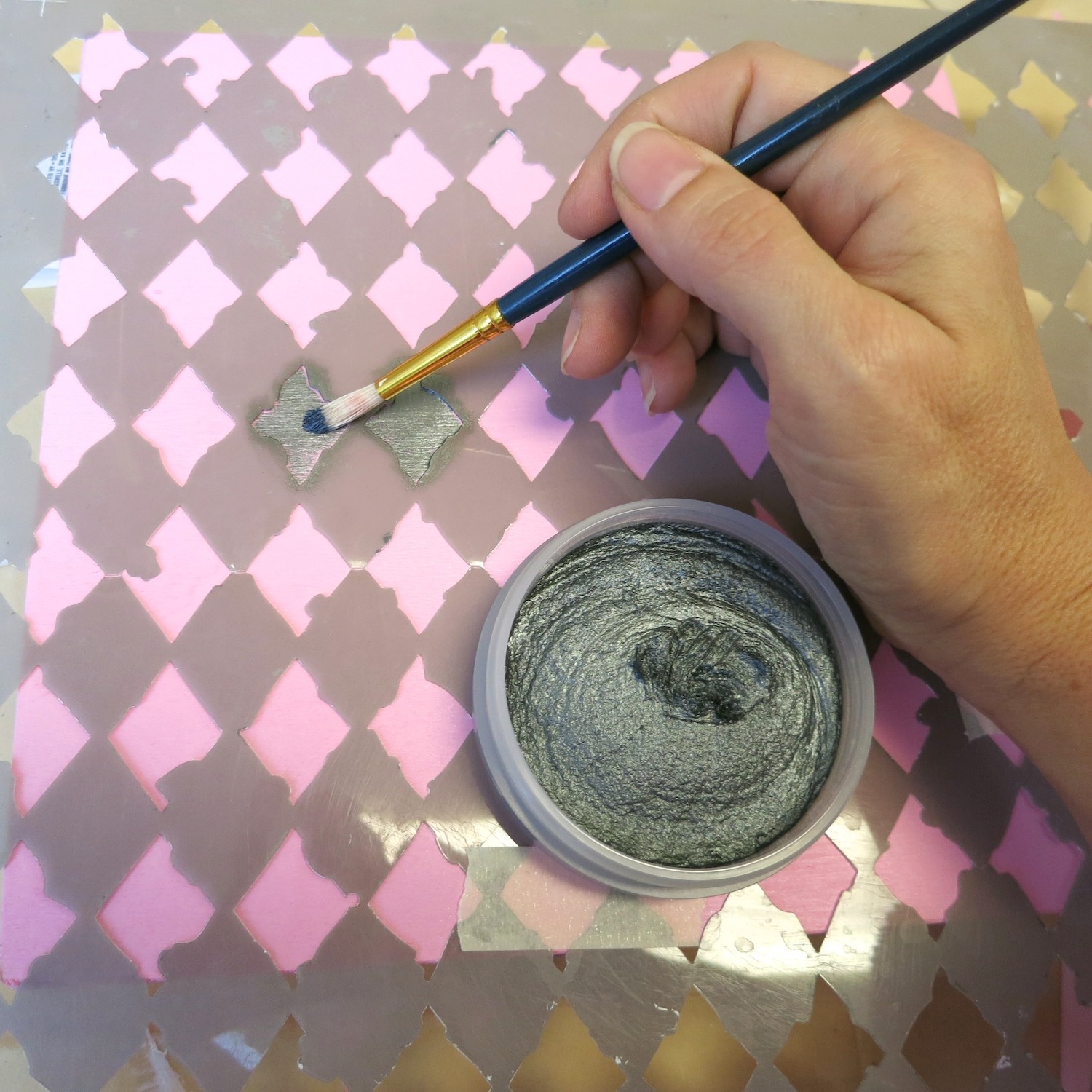 stencil on cigar box