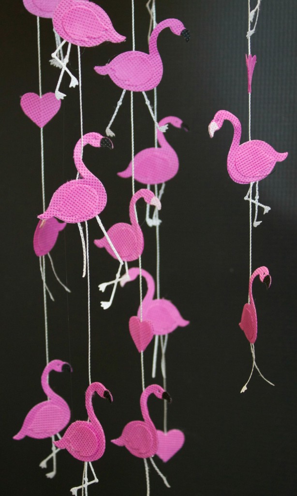 Create a fun flamingo mobile for your home or party this summer! Die cuts and non fraying fabric make this a quick, easy project.