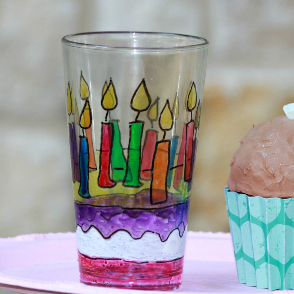 Happy Birthday Cup Made with Glass Paint Markers Morena's Corner