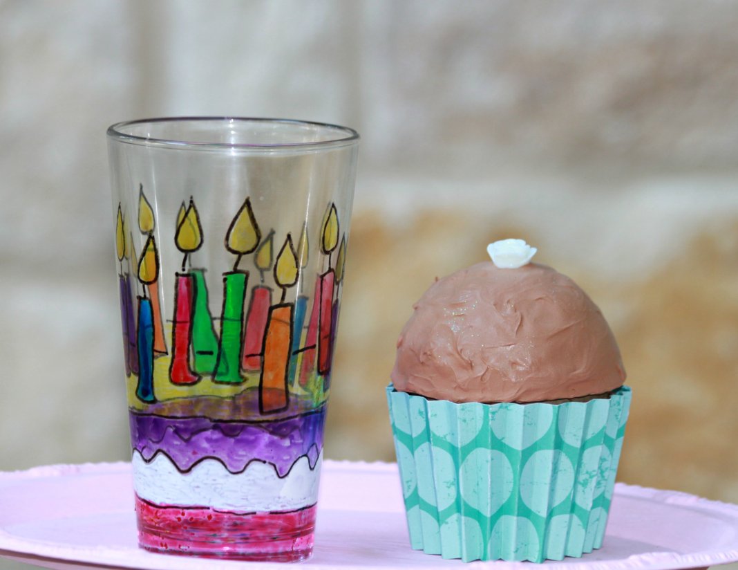 Happy Birthday Cup Made with Glass Paint Markers