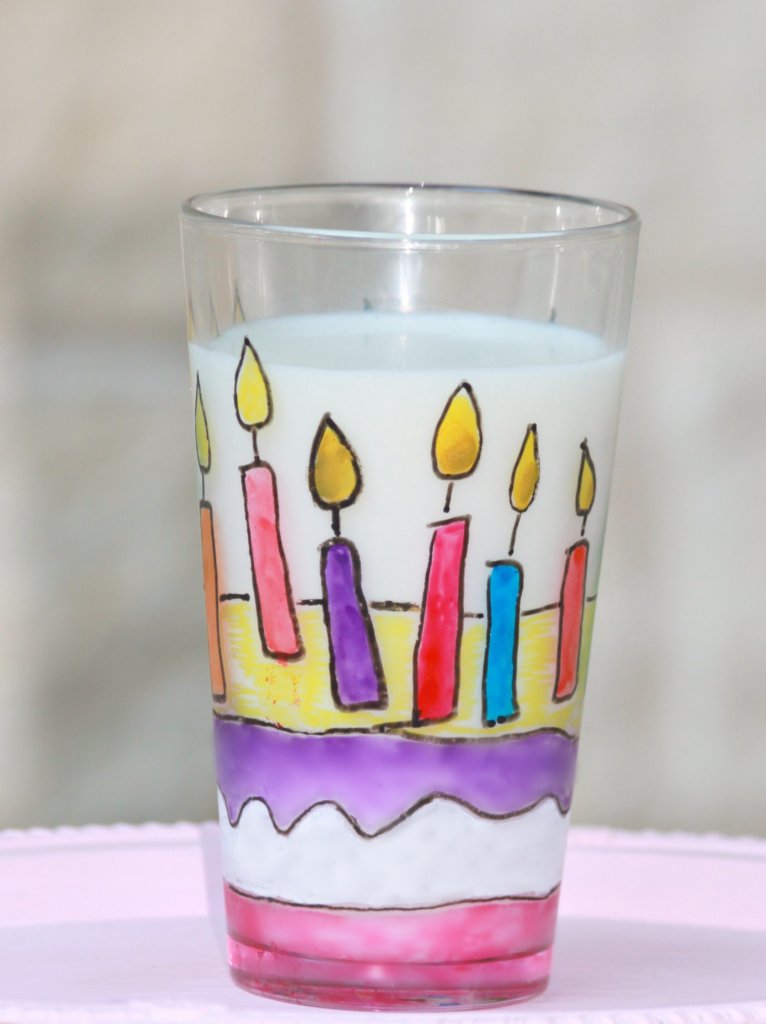 Happy Birthday Cup Made with Glass Paint Markers Morena's Corner