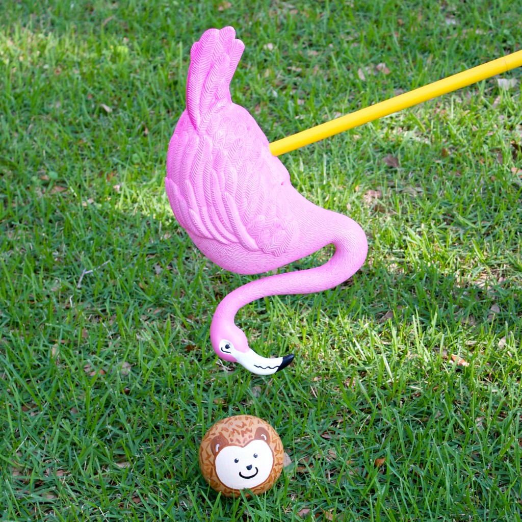 Entertain family and friends with an "Alice in Wonderland" inspired flamingo croquet set.  This fun craft is easy to make and fun to play with.