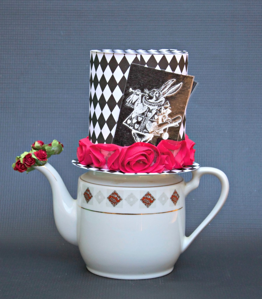 Create delightful Alice in Wonderland inspired art with this whimsical Mad Hatter teapot decor project. This cute piece can also be used for storage.