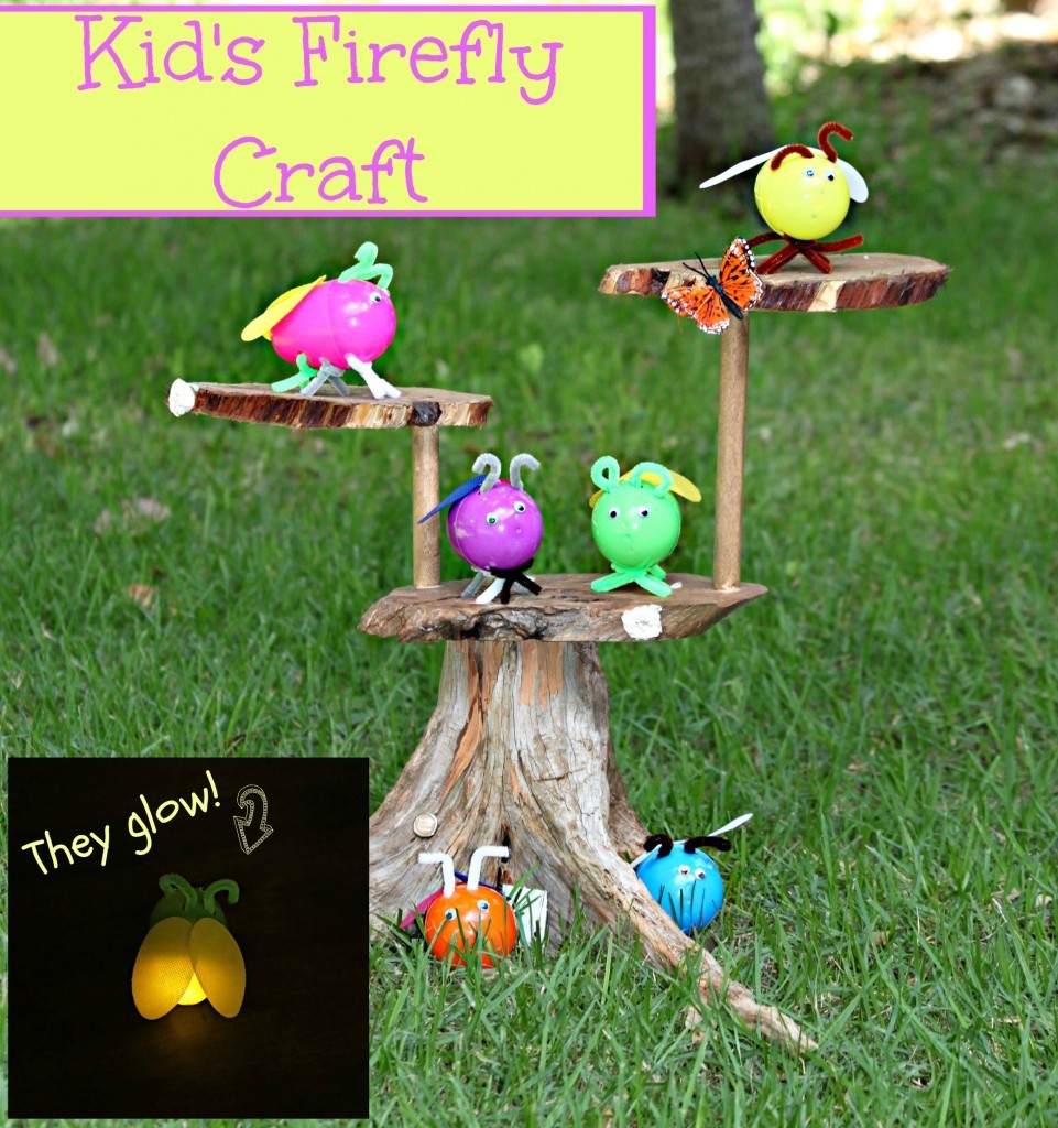 kids craft fireflies text