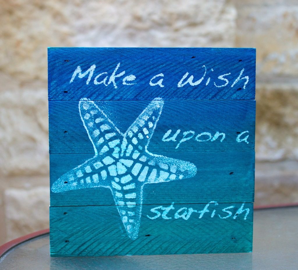  I'm going to show how to use homemade stencils to paint your own art in this coastal wall art tutorial.