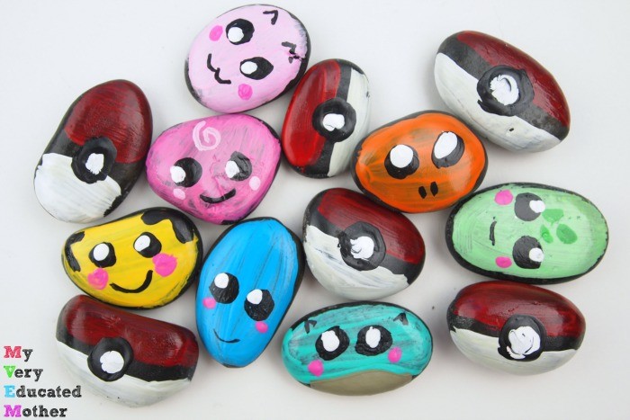 Pokemon Kids Craft Painted Rocks