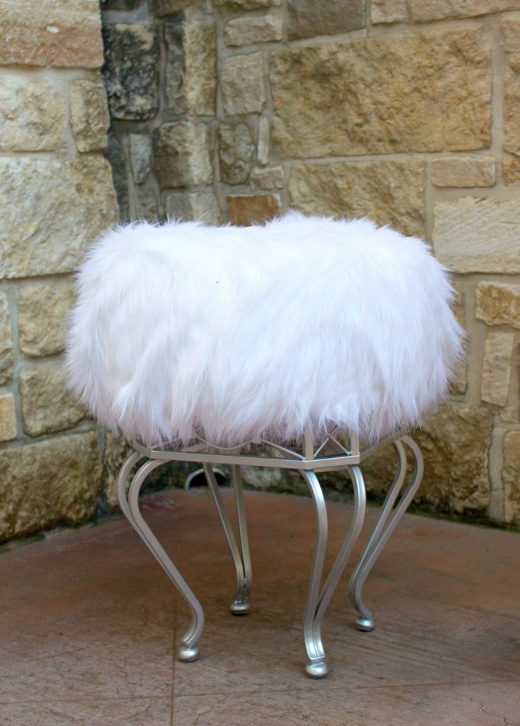 Make a furry ottoman DIY quickly and inexpensively by using a Goodwill stool and a tuffet kit from Fairfield World. Make a furry ottoman DIY quickly and inexpensively by using a Goodwill stool and a tuffet kit from Fairfield World.
