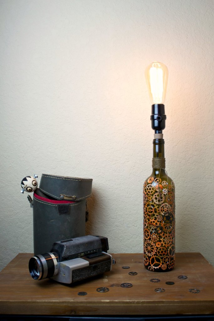 DIY Steampunk Wine Bottle Lamp
