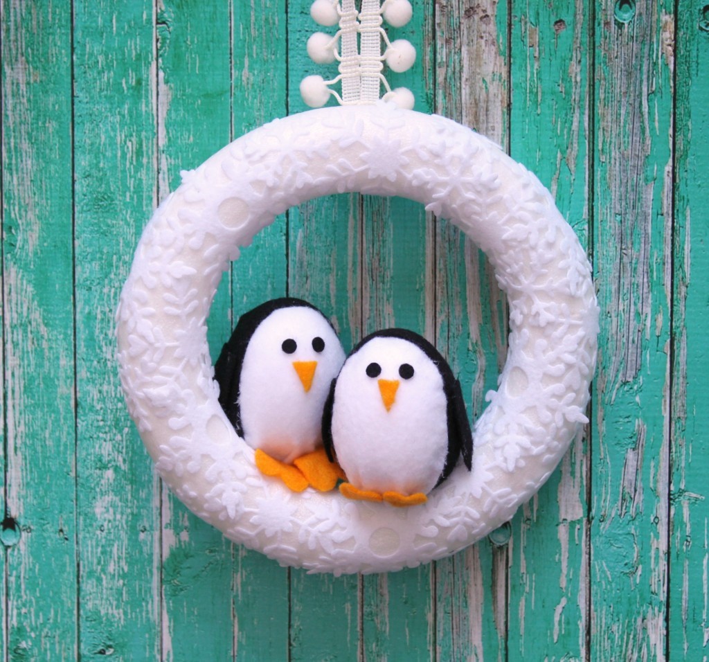 Make a designer inspired penguin winter wreath.