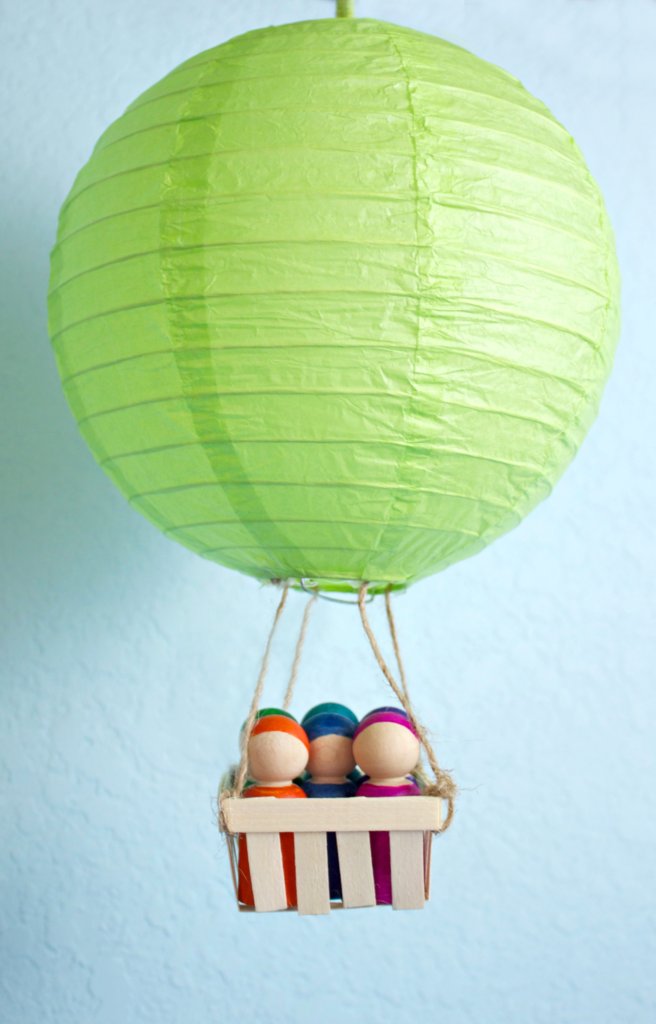 Colorful Peg Doll DIY with hot air balloon