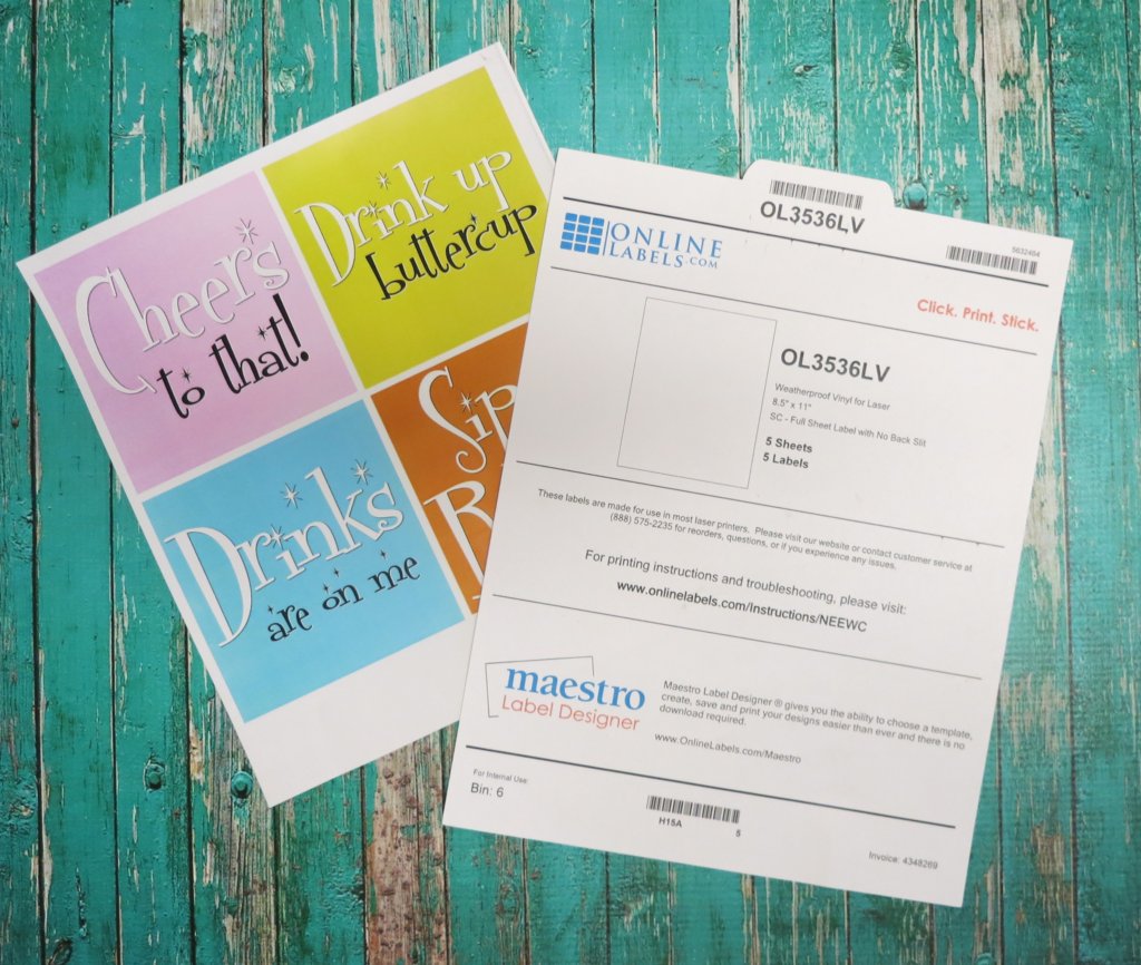 Make funny coasters that will last by using weather proof printable labels, a free printable, and resin. Complete tutorial.
