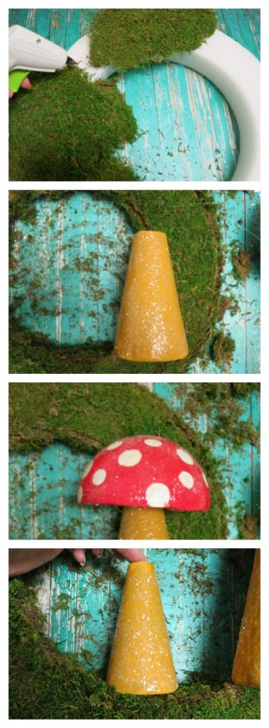 make a mushroom wreath