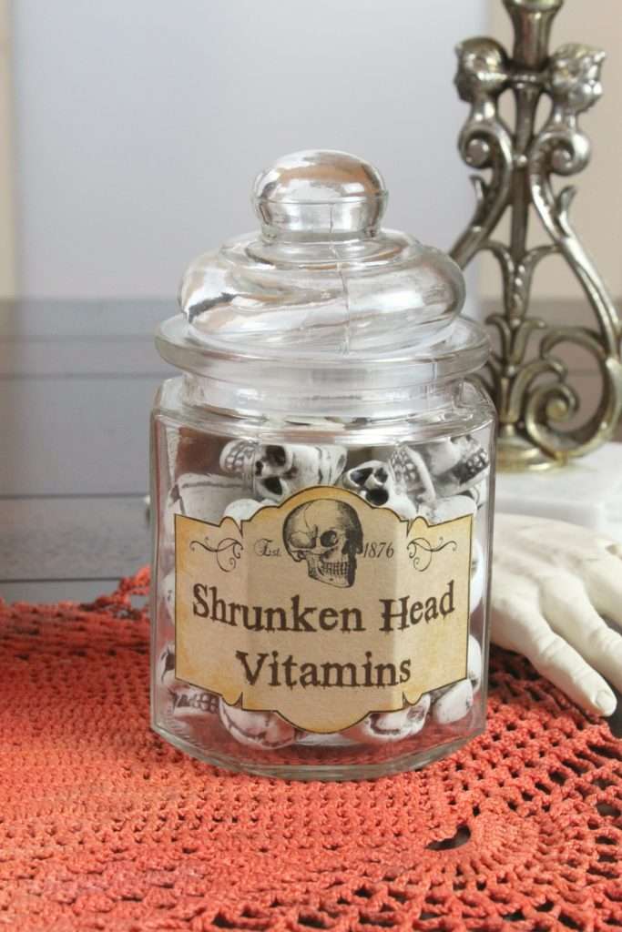 Free printable Halloween labels will help you quickly make these creepy Halloween bottles. This fun decor is easy to make!