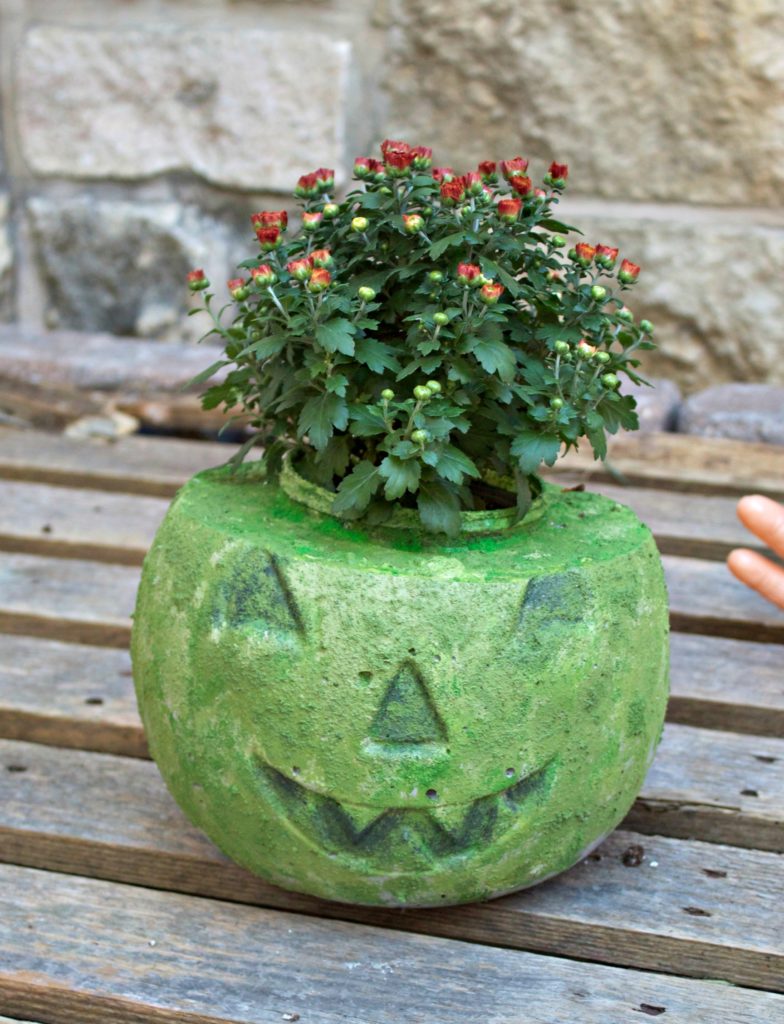 Cement Pumpkin Planter DIY Halloween Decor