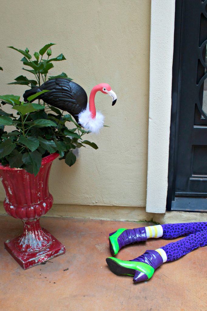 This witchy welcome mat has been one of my most popular Halloween tutorials, and I couldn't resist updating it last year. I added boots and funky tights to give my "witch" a more colorful look.