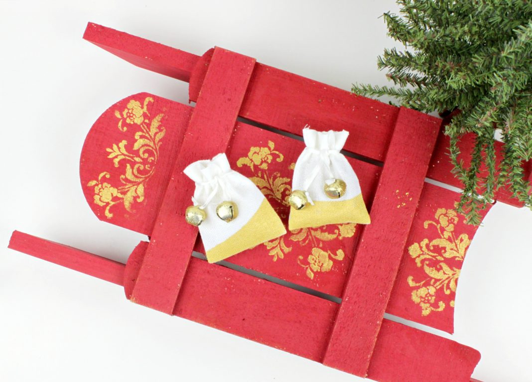 DIY holiday gift wrap gold fabric gift bags