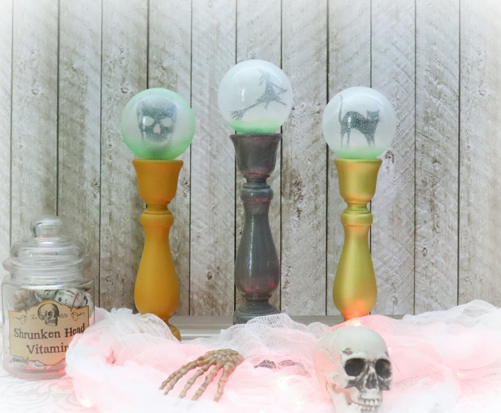 Make this crystal ball DIY decor for not too spooky Halloween decorating.