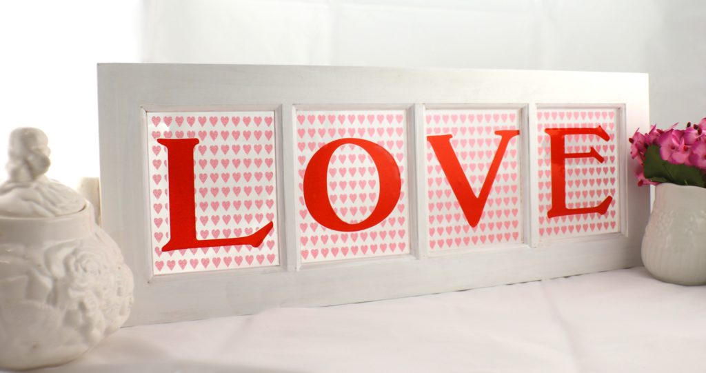 LOVE Window Sign Decor DIY for Valentine's Day