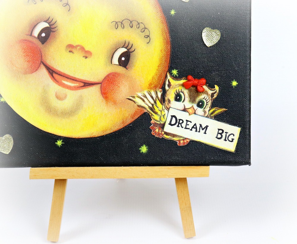 Make a mixed media owl and moon wall art to encourage little ones to "dream big". This cute piece of decor is easier to make than you realize!