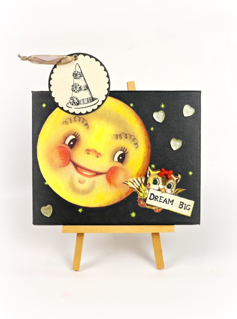Make a mixed media owl and moon wall art to encourage little ones to "dream big". This cute piece of decor is easier to make than you realize!