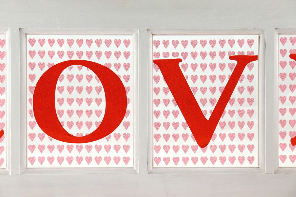 LOVE Window Sign Decor DIY for Valentine's Day
