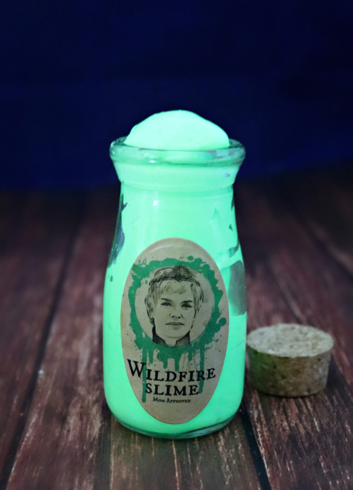 Glow in the dark slime is perfect for making Wildfire props for your Game of Thrones party.