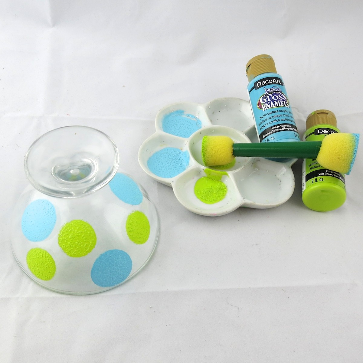 glass paint on ice cream bowl