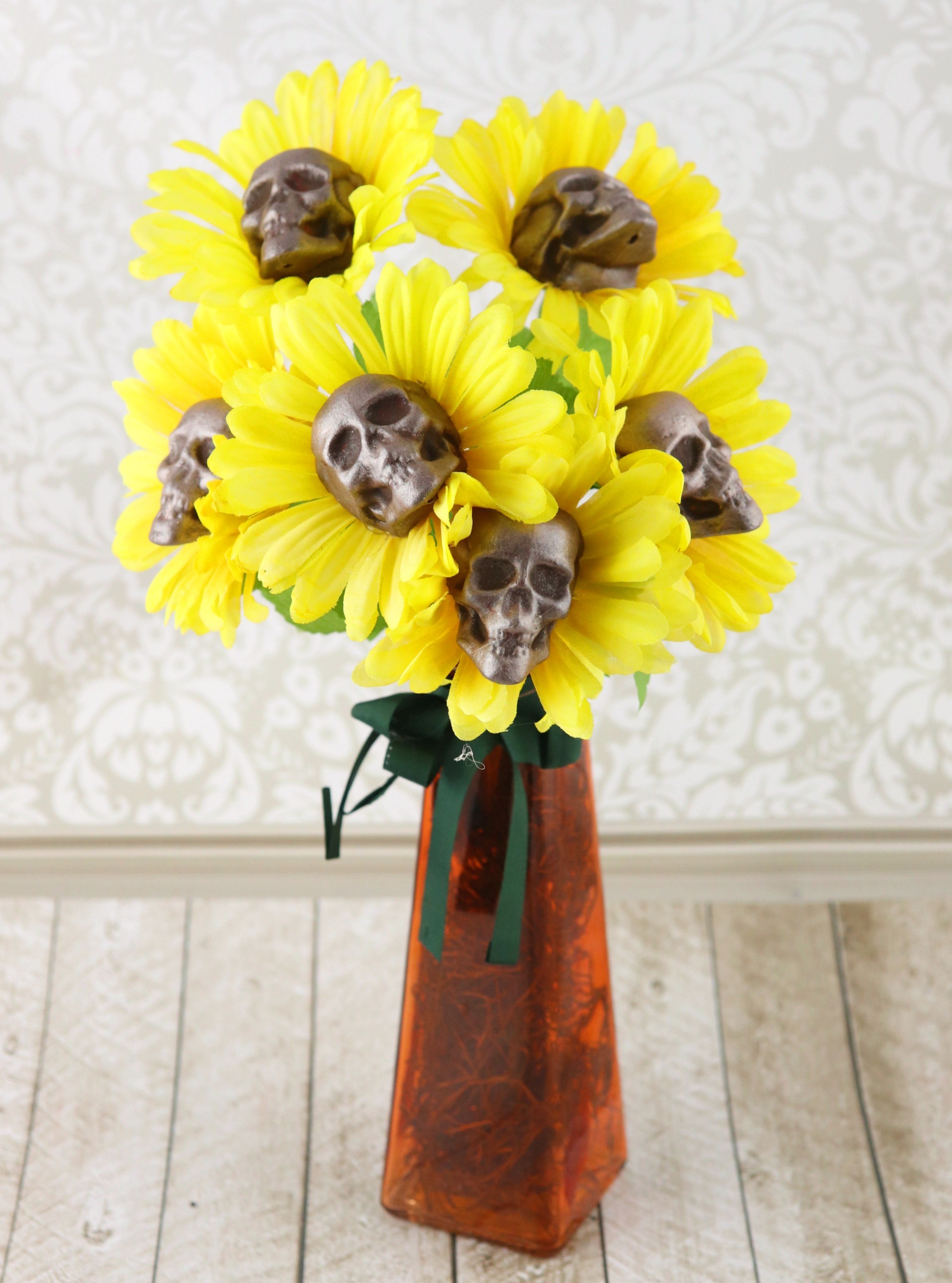 Sunflower Skulls Bouquet Gothic Halloween Decor
