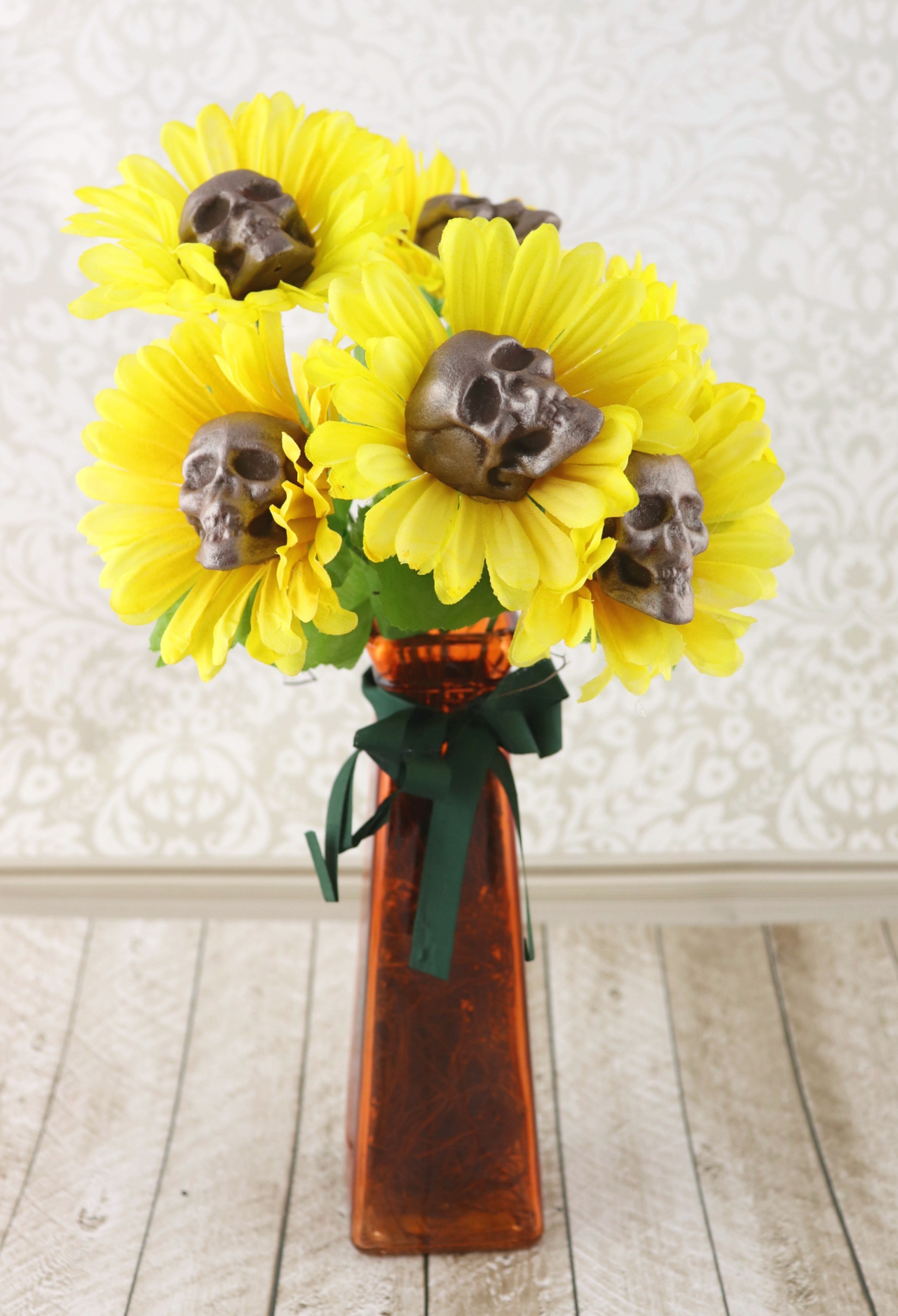 Sunflower Skulls Bouquet Gothic Halloween Decor