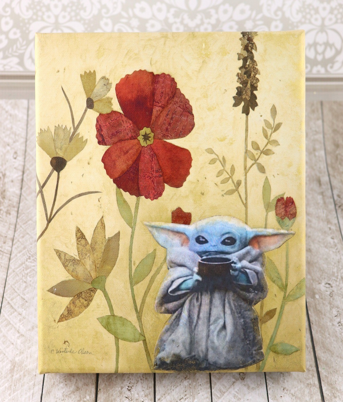 This is such an easy way to update thrift store art!