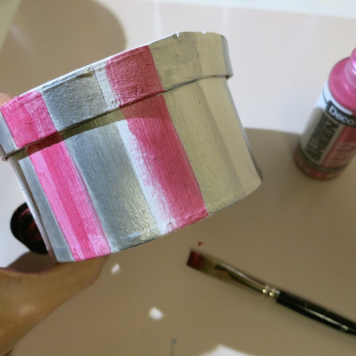 pink metallic paint for Valentines