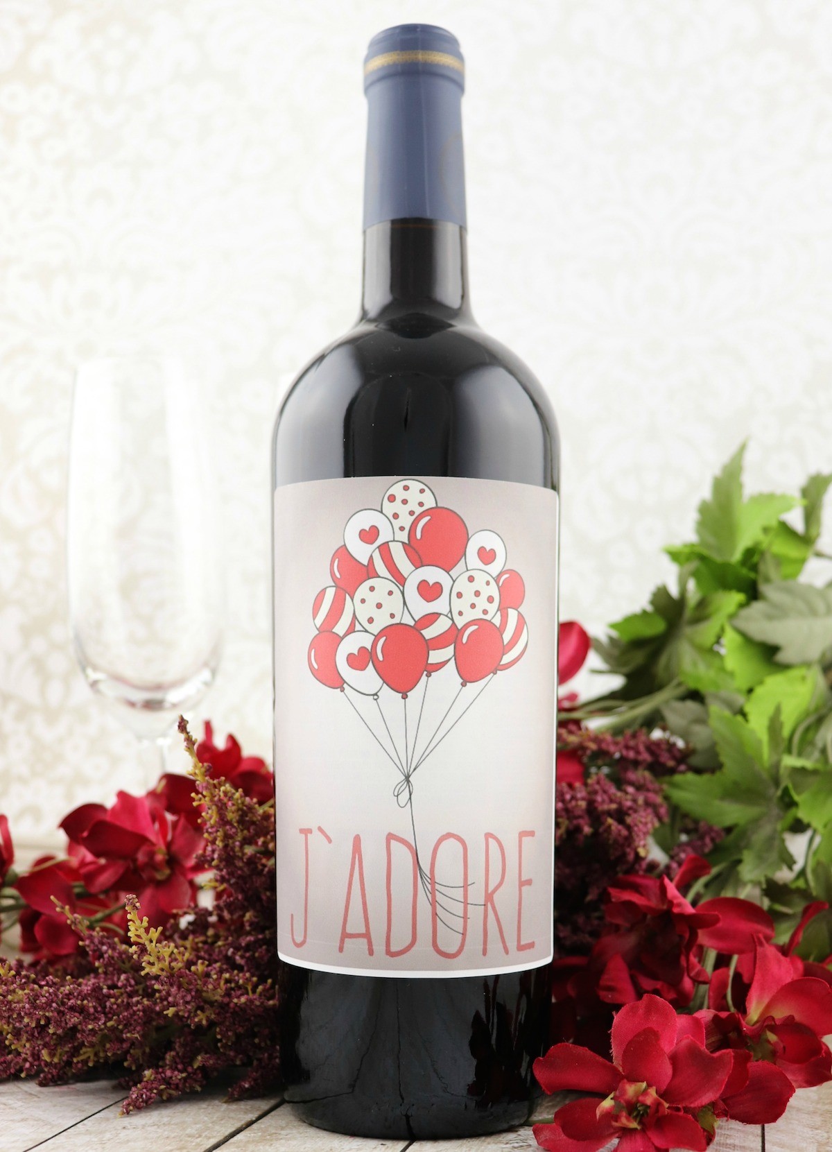 J'Adore Printable Valentine Wine Label