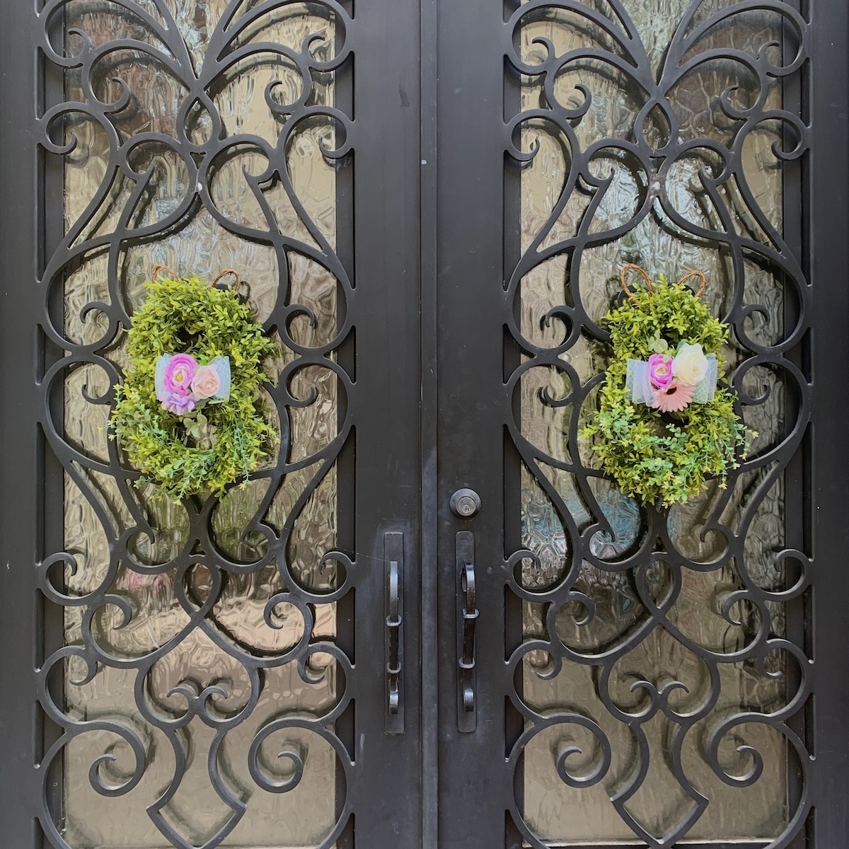 Bunny Wreaths on Doors