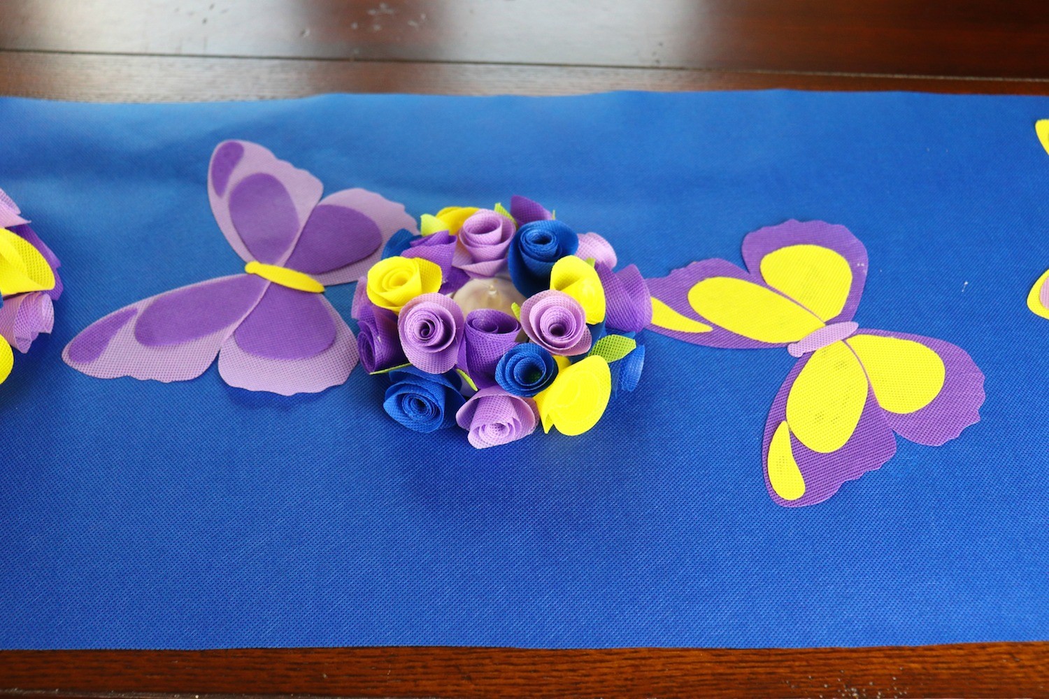 fabric rosette DIY candle holder