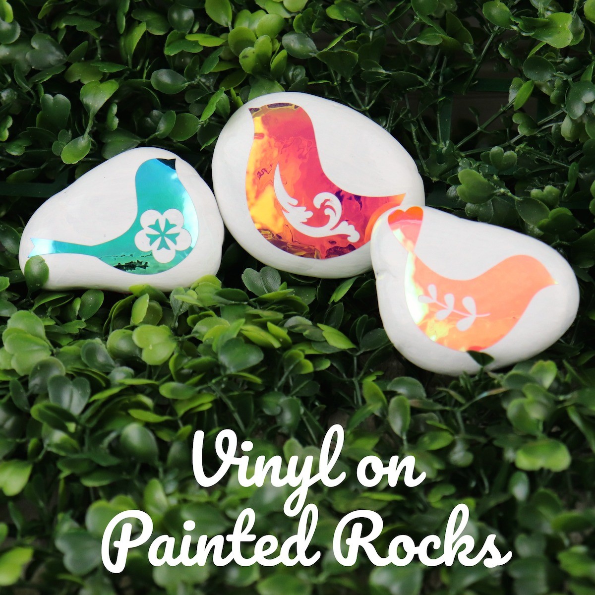 opal vinyl on painted rocks