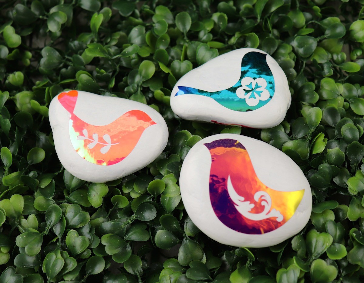 painted rocks with opal vinyl