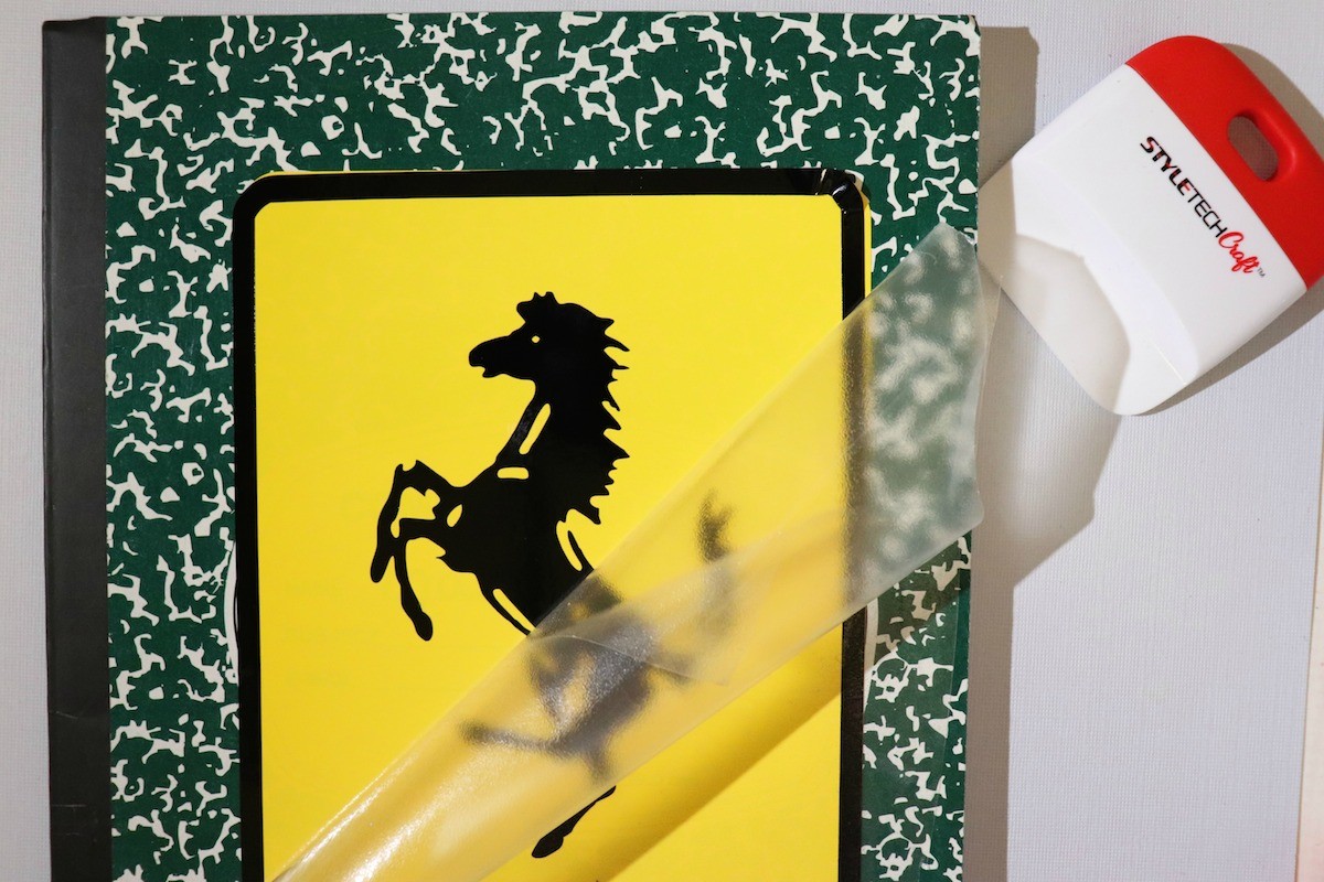 vinyl stickers on school supplies