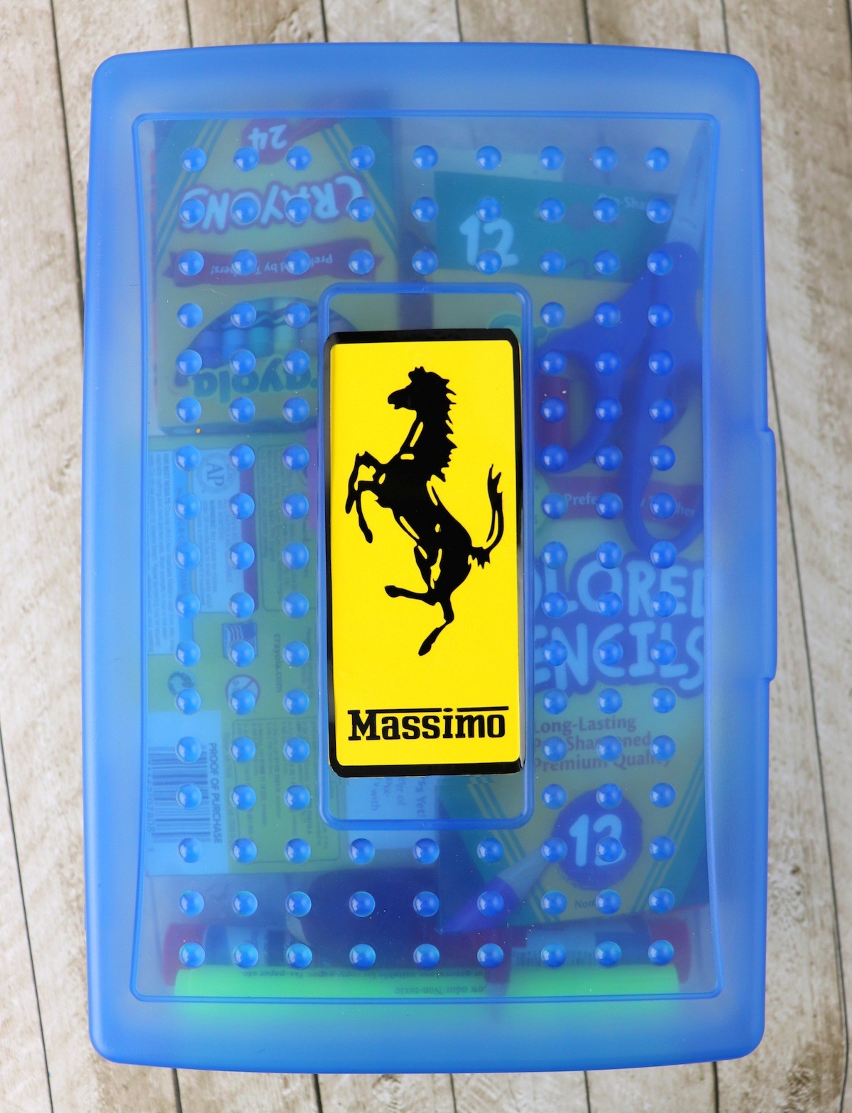 ferrari logo design on school labels