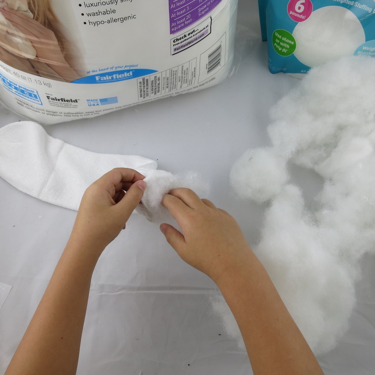 make sock animals and angels with Poly-Fil