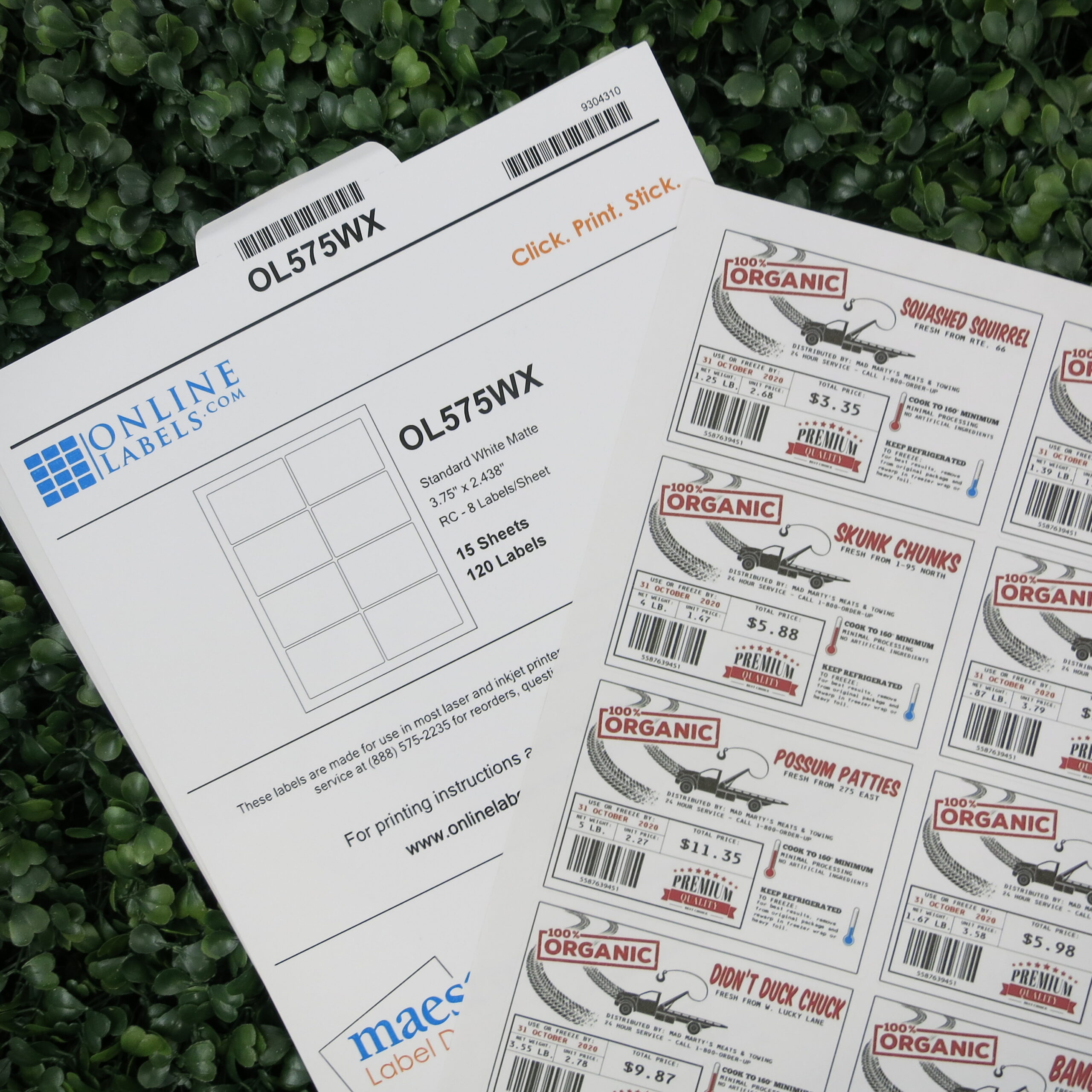 Printable labels roadkill halloween dessert