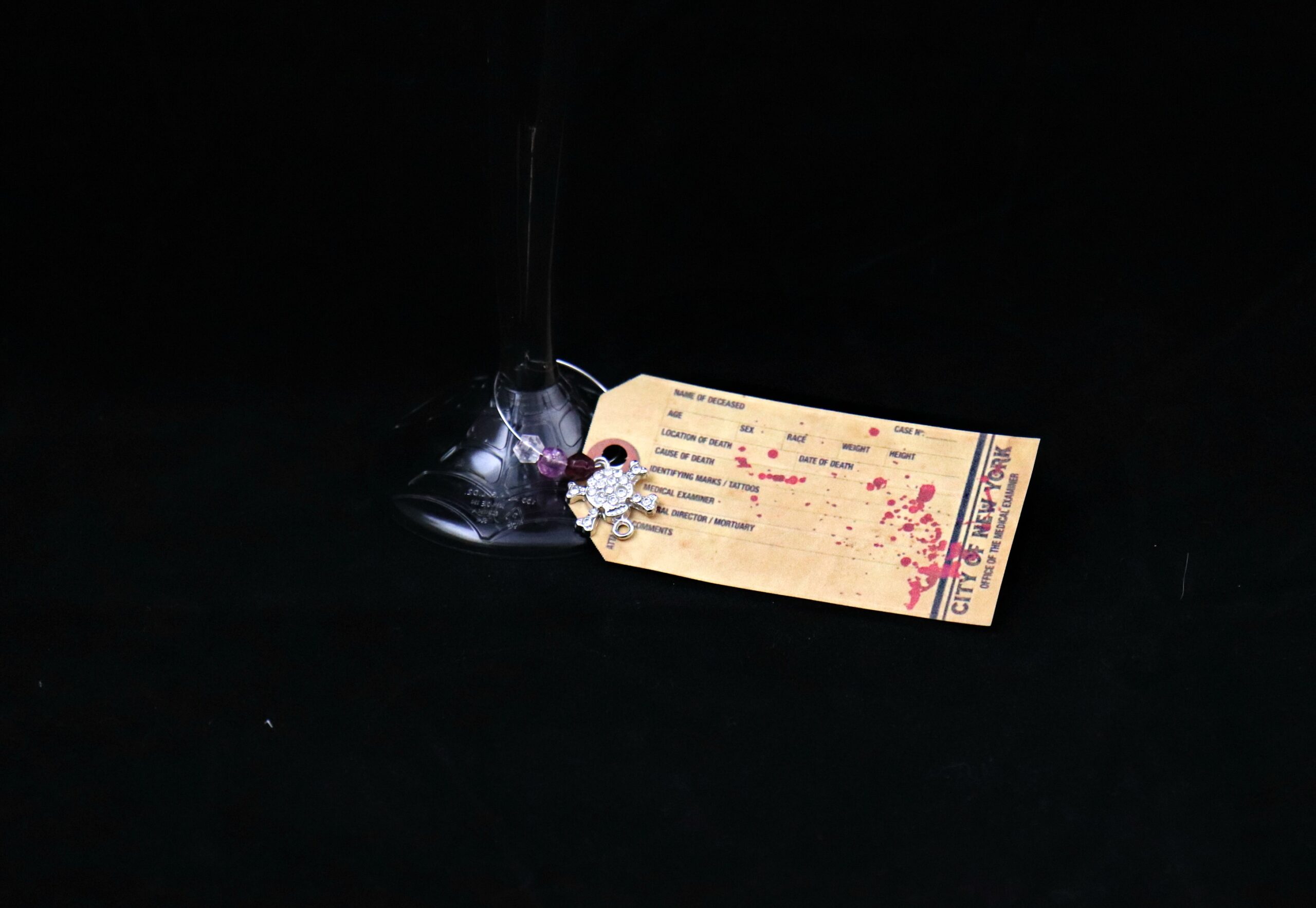 Toe Tag Wine Charms for Halloween Tablescapes
