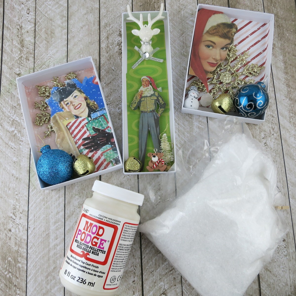 Mod Podge and fake snow
